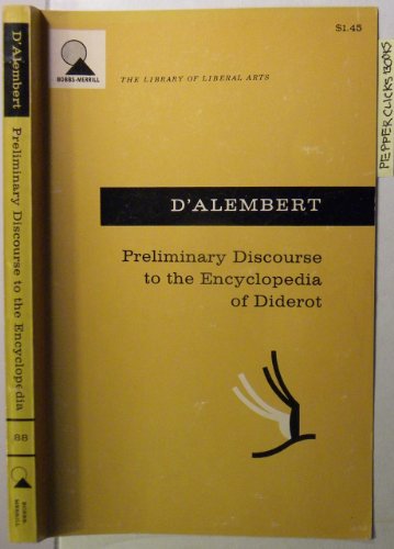 Preliminary Discourse to the Encyclopedia of Diderot D'Alembert N/A 9780024074003 Front Cover