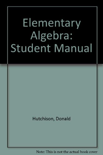 Student Solutions Manual to Accompany Elementary Algebra  1st 1995 (Student Manual, Study Guide, etc.) 9780070626003 Front Cover