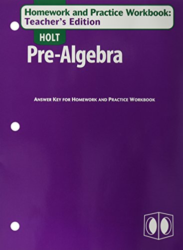 Pre-Algebra : Homework and Practice Workbook Answer Key 4th (Workbook) 9780030697012 Front Cover