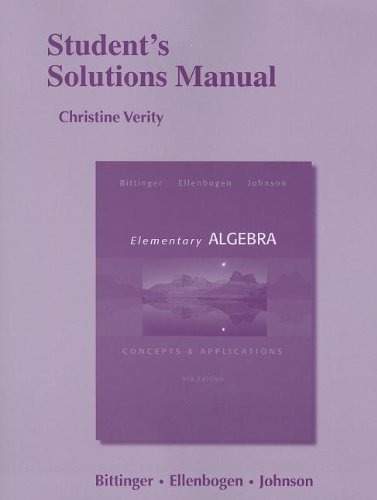 Student's Solutions Manual for Elementary Algebra Concepts and Applications 9th 2014 9780321848031 Front Cover