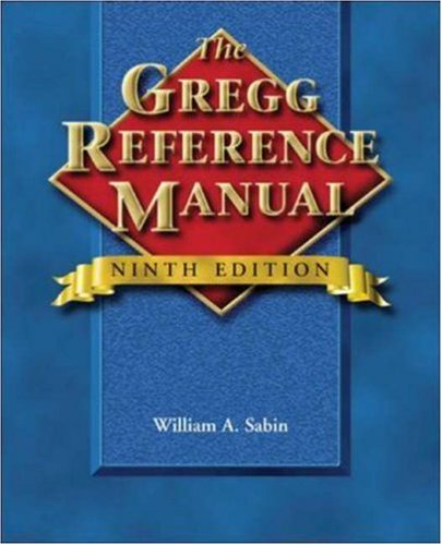 Gregg Reference Manual  9th 2001 (Revised) 9780072936032 Front Cover
