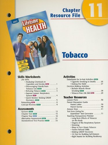 Lifetime of Health Chptr. 11 : Tobacco 4th 9780030681035 Front Cover
