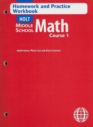 Holt Mathematics, Course 1 Homework and Practice 4th 9780030658044 Front Cover