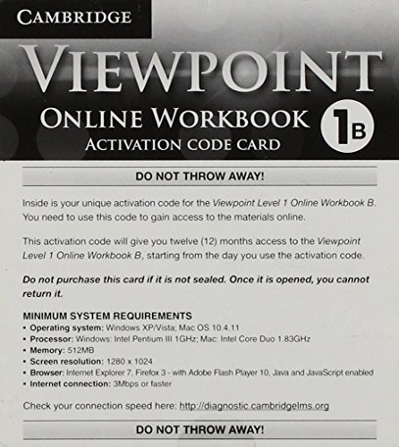 VIEWPOINT 1B-ONLINE WORKBOOK ACCESS     N/A 9781139814072 Front Cover