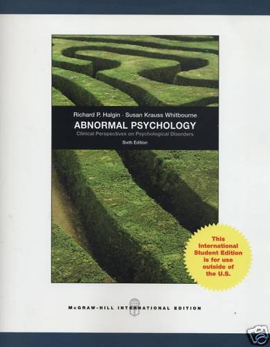 Abnormal Psychology Clinical Perspectives on Psychological Disorders 6th 2010 9780070165076 Front Cover