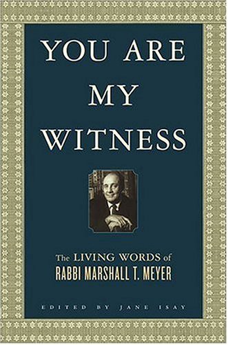 You Are My Witness The Living Words of Rabbi Marshall T. Meyer  2004 (Revised) 9780312328078 Front Cover