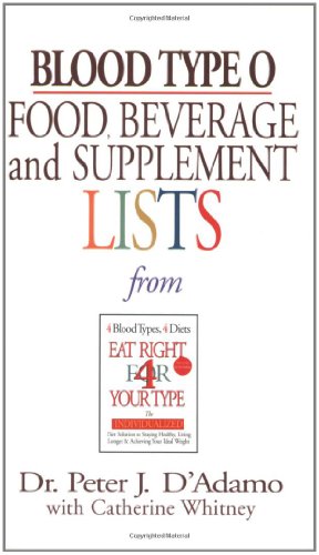 Blood Type o Food, Beverage and Supplement Lists   2018 9780425183090 Front Cover