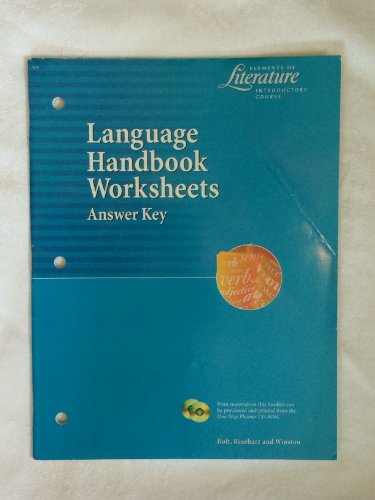 Elements of Language : Language Handbook Worksheets Answer Key N/A 9780030524097 Front Cover