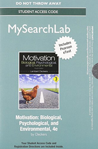 Motivation Mysearchlab With Pearson Etext Standalone Access Card: Biological, Psychological  2013 9780205962112 Front Cover