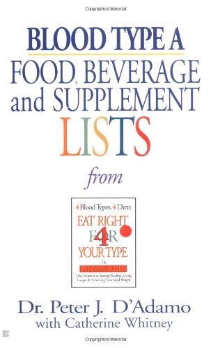 Blood Type a Food, Beverage and Supplement Lists   2002 9780425183113 Front Cover