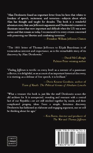 Finding Jefferson A Lost Letter, a Remarkable Discovery, and Freedom of Speech in an Age of Terrorism  2008 9780470167113 Front Cover