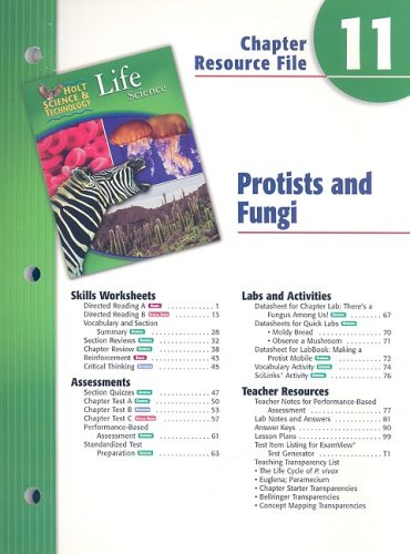 Holt Science and Technology Chapter 11 : Life Science: Protists and Fungi 5th 9780030302114 Front Cover