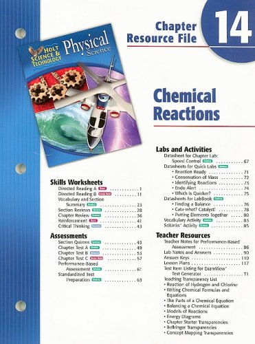 Holt Science and Technology Chapter 14 : Physical Science: Chemical Reactions 5th 9780030304118 Front Cover