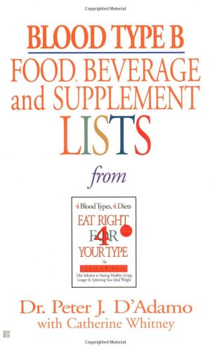 Blood Type B Food, Beverage and Supplement Lists   2002 9780425183120 Front Cover