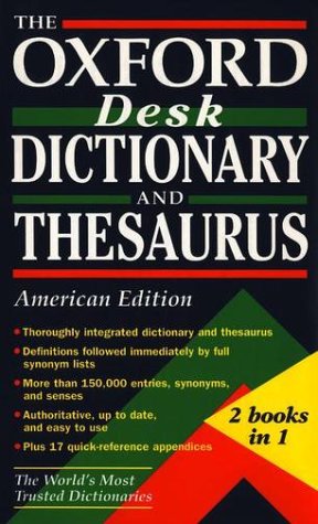 Oxford Desk Dictionary and Thesaurus   1997 9780195112146 Front Cover