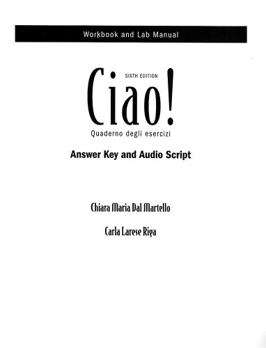 Ciao! Quaderno Degli Esercizi Answer Key and Audio Script 6th 2007 9781413017151 Front Cover