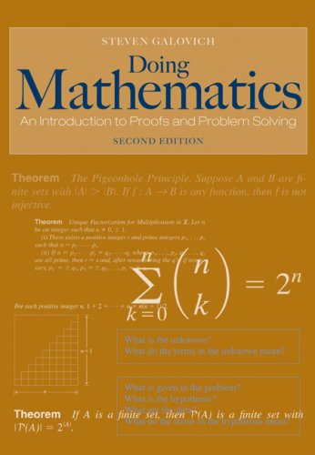 Doing Mathematics An Introduction to Proofs and Problem-Solving 2nd 2007 (Revised) 9780495108160 Front Cover