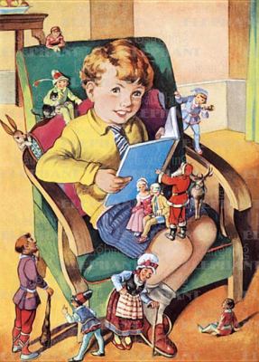 Boy Reading to Toys - Greeting Card  N/A 9781595835161 Front Cover