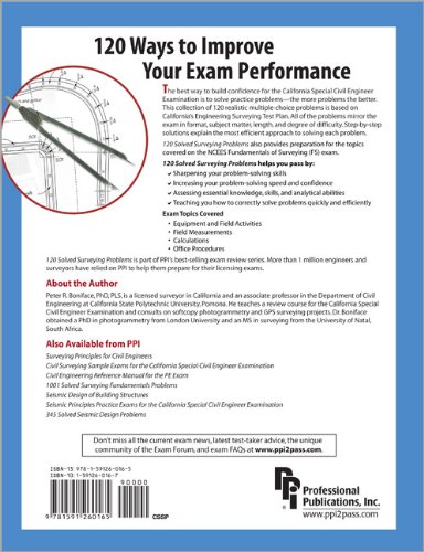 120 Solved Surveying Problems for the California Special Civil Engineer Examination   2005 9781591260165 Front Cover
