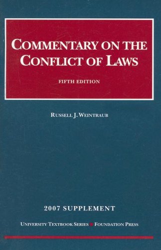 Commentary on the Conflict of Laws  5th 2007 (Revised) 9781599413167 Front Cover
