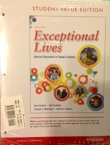 Exceptional Lives Special Education in Today's Schools, Student Value Edition Plus NEW MyEducationLab with Pearson EText -- Access Card Package 7th 2013 9780132900171 Front Cover
