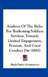 Analyses of the Rules for Reckoning Soldiers Services Towards Limited Engagement, Pension, and Good Conduct Pay (1883) N/A 9781161861174 Front Cover
