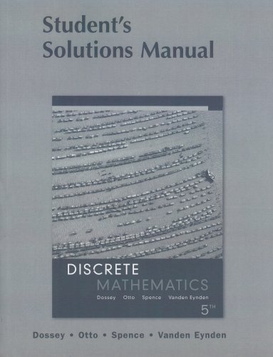 Student Solution Manual for Discrete Mathematics  5th 2006 9780321305176 Front Cover