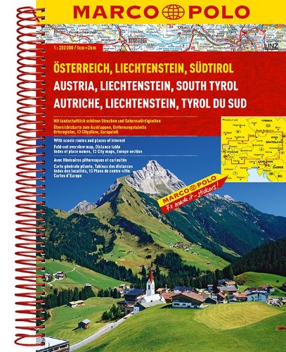 Austria/Liechtenstein/south Tyrol Marco Polo Road Atlas: 1:200 000/1:4.5 M  2014 9783829737197 Front Cover