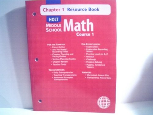 Math : Resource Book: Middle School: Chapter 1 4th 9780030679216 Front Cover