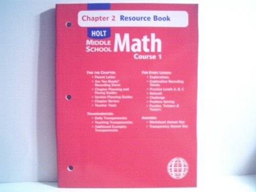 Math : Resource Book: Middle School, Chapter 2 4th 9780030679223 Front Cover