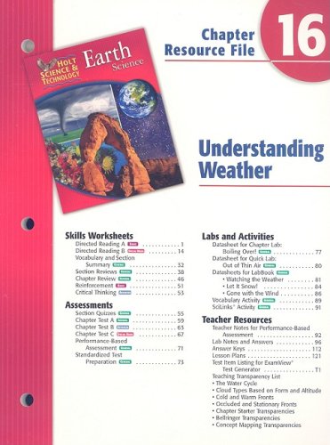 Holt Science and Technology Chapter 16 : Earth Science: Understanding the Weather 5th 9780030303234 Front Cover
