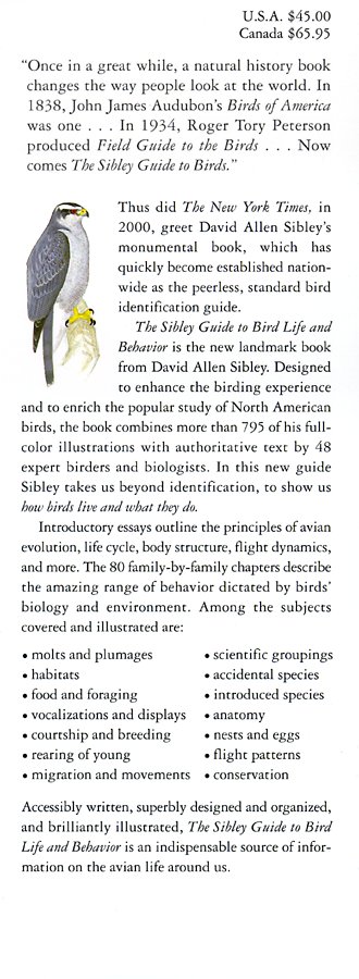 Sibley Guide to Bird Life and Behavior   2001 9780679451235 Front Cover