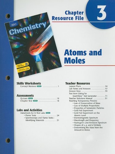 Holt Chemistry 2 Chptr. 3 : Atoms and Molecules 4th 9780030681240 Front Cover