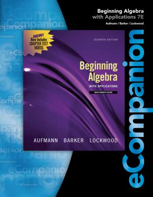 ECompanion for Aufmann/Lockwood's Beginning Algebra, 1st   2011 9780840054241 Front Cover