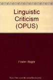 Linguistic Criticism   1986 9780192191250 Front Cover