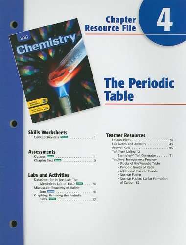 Holt Chemistry 2 Chptr. 4 : The Periodic Table 4th 9780030681264 Front Cover