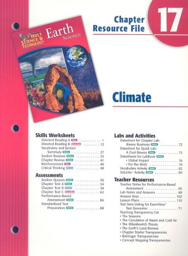 Holt Science and Technology Chapter 17 : Earth Science: Climate 5th 9780030303265 Front Cover