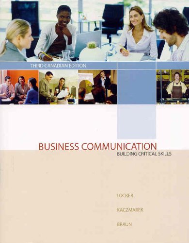 BUSINESS COMMUNICATION >CANADI 3rd 2007 9780070958265 Front Cover