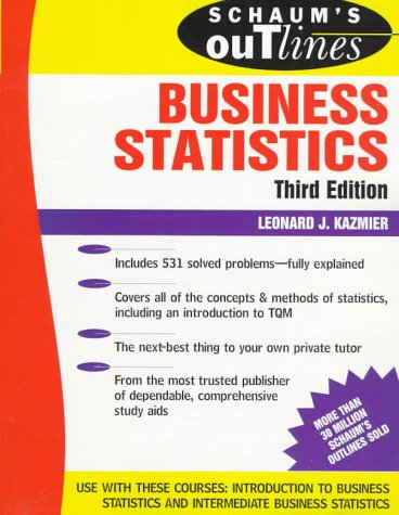 Schaum's Outline of Business Statistics  3rd 1996 9780070340268 Front Cover