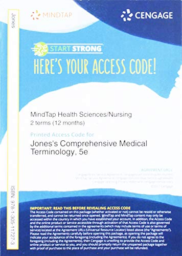 MindTap Medical Terminology for Jones' Comprehensive Medical Terminology, 5th Edition, [Instant Access], 2 terms (12 months) 5th 9781305117273 Front Cover