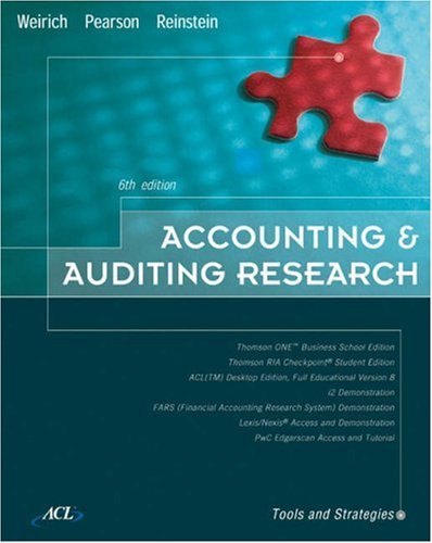 Accounting and Auditing Research Tools and Strategies 6th 2005 (Revised) 9780324302288 Front Cover