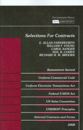 Selections for Contracts Uniform Commercial Code  2008 9781599415291 Front Cover