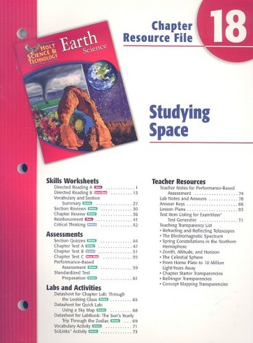 Holt Science and Technology Chapter 18 : Earth Science: Studying Space 5th 9780030303319 Front Cover