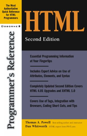 HTML Programmer's Reference  2nd 2001 9780072132328 Front Cover