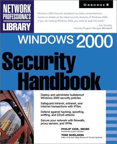 Windows 2000 Security Handbook   2001 9780072124330 Front Cover