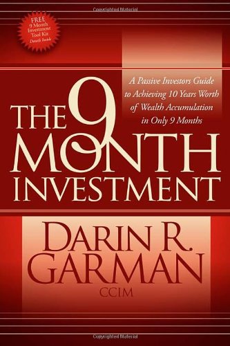 9 Month Investment A Passive Investors Guide to Achieving 10 Years Worth of Wealth Accumulation in Only 9 Months N/A 9780982379363 Front Cover