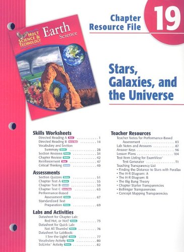 Holt Science and Technology Chapter 19 : Earth Science: Stars, the Galaxy, and the Universe 5th 9780030303364 Front Cover