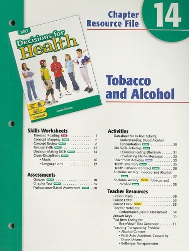 Decisions for Health Green Chptr. 14 : Tobacco and Alcohol 4th 9780030680366 Front Cover