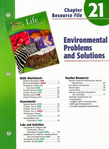Holt Science and Technology Chapter 21 : Life Science: Environmental Problems and Solutions 5th 9780030302367 Front Cover