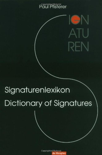 Signaturenlexikon / Dictionary of Signatures   1999 9783110149371 Front Cover